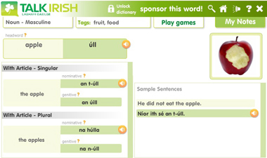 Talk Irish Dictionary Screenshot